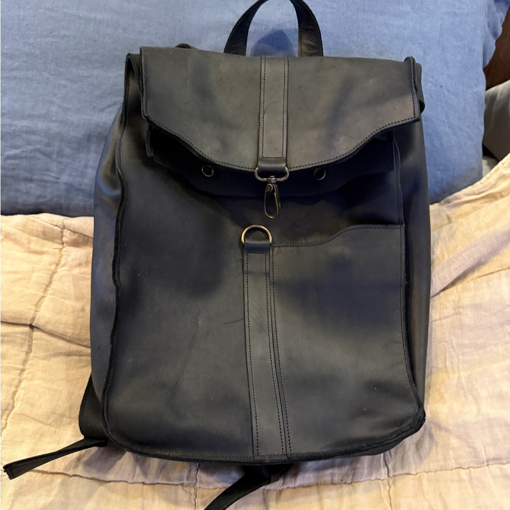 Black Leather Backpack - image 1